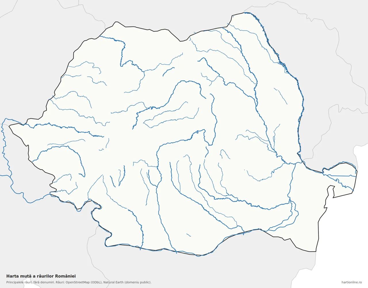 Harta râurilor, fără denumiri